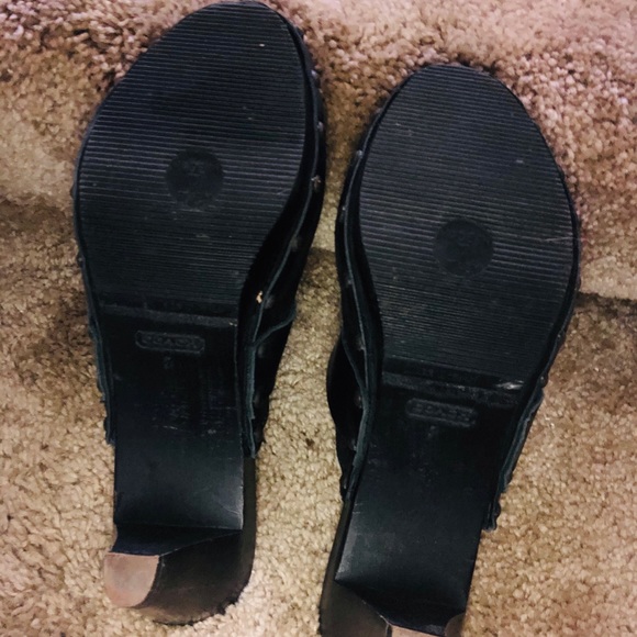 Black with gold bucket coach suede clogs - Picture 2 of 3